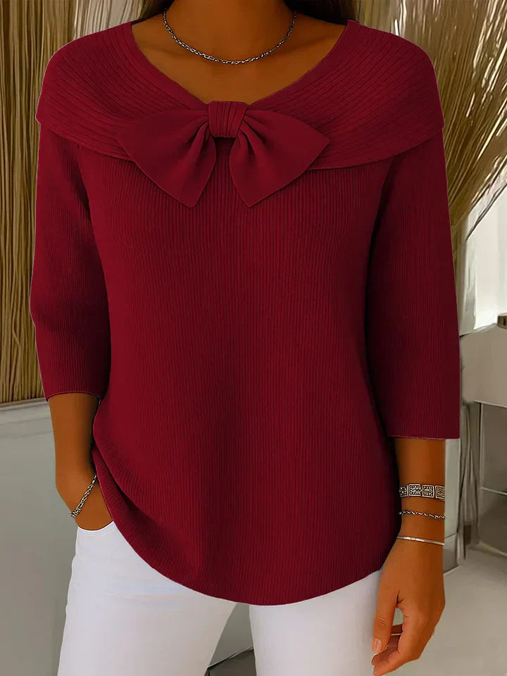 Clara | Elegant Sweater with Bow Made of Soft Knit