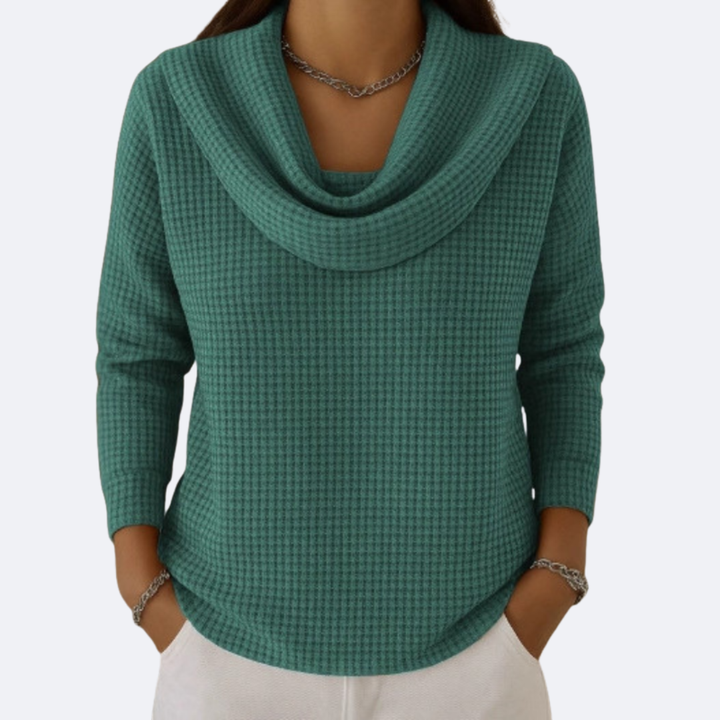 LIVIA - Sweater with a Soft Thermal Neckline in Waffle Effect