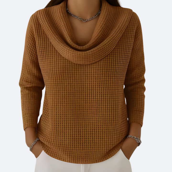 LIVIA - Sweater with a Soft Thermal Neckline in Waffle Effect