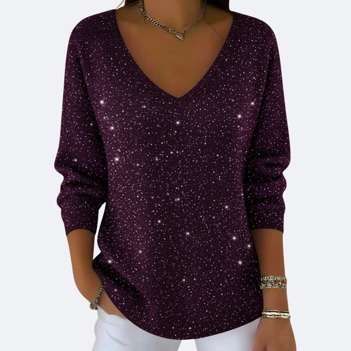 GIULIA - Elegant V-Neck Sweater with Glitter
