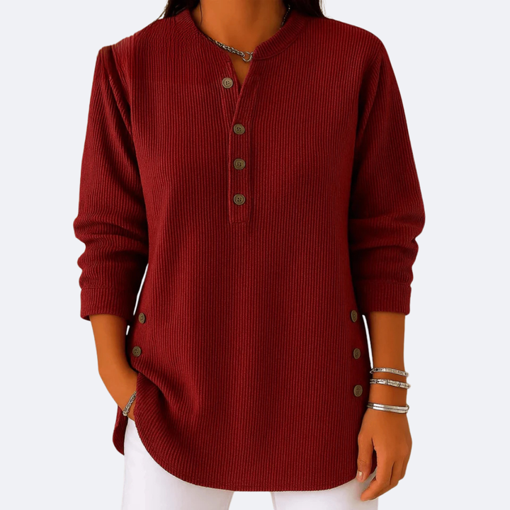 ELENA - Soft Sweater with Side Buttons