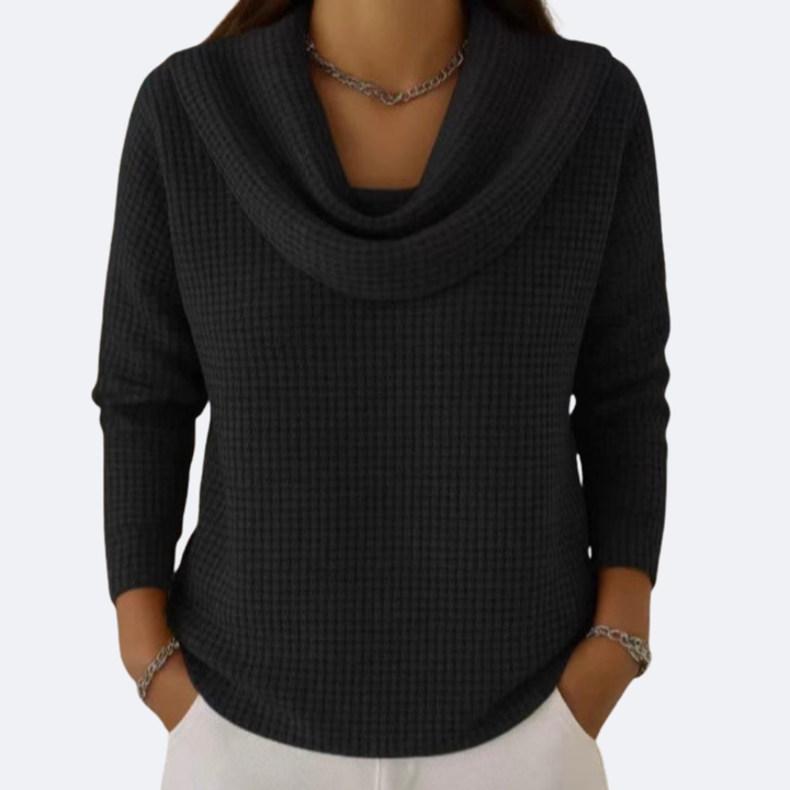 LIVIA - Sweater with a Soft Thermal Neckline in Waffle Effect