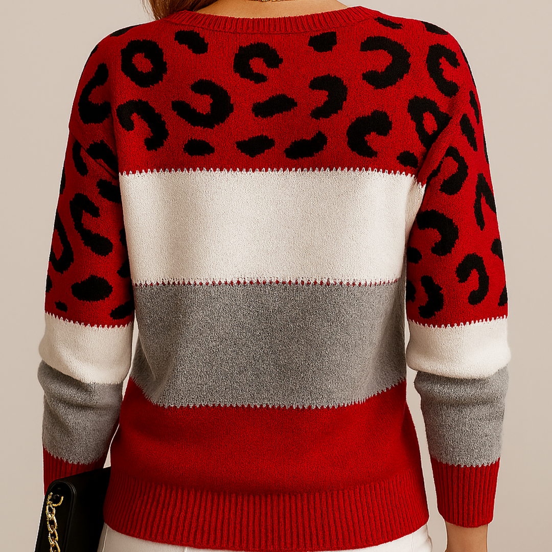 Charlene – Casual Sweater with Leopard Print