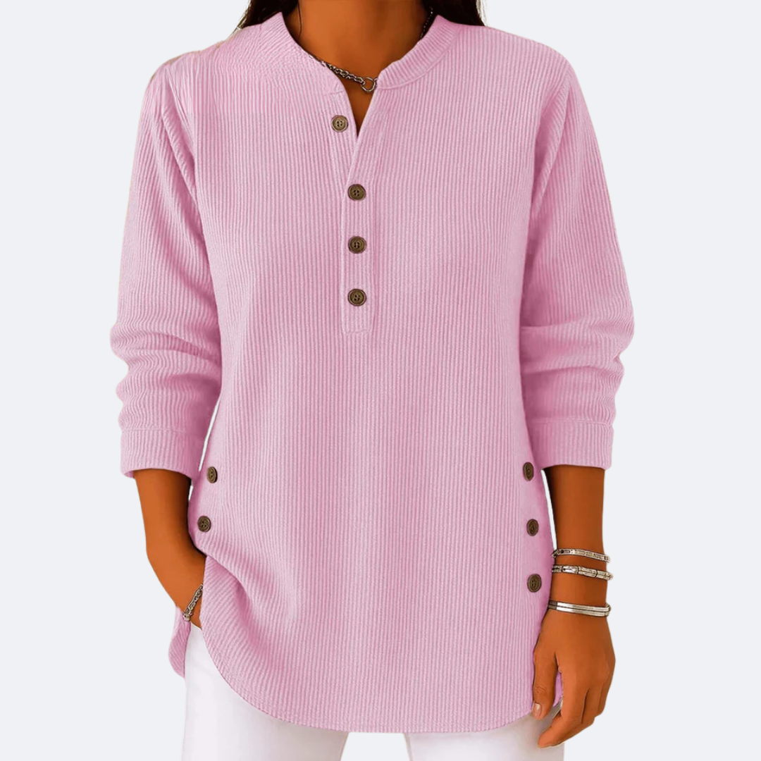 ELENA - Soft Sweater with Side Buttons