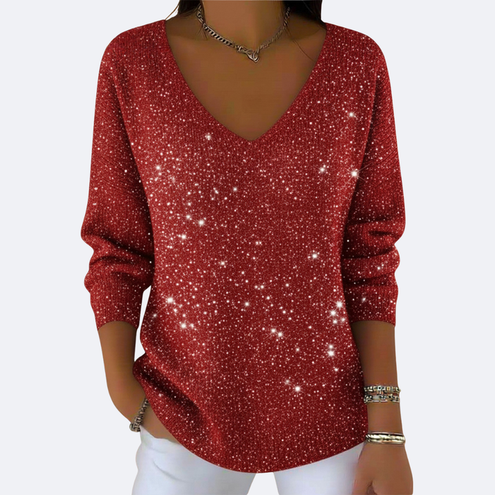 GIULIA - Elegant V-Neck Sweater with Glitter
