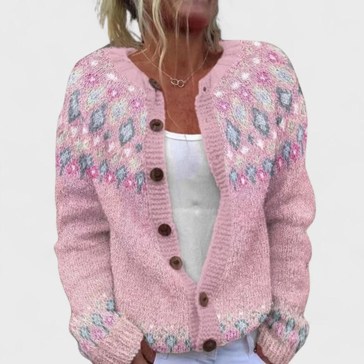 Lianne Rosa Petal – Wide Knit Cardigan in Elegant Style